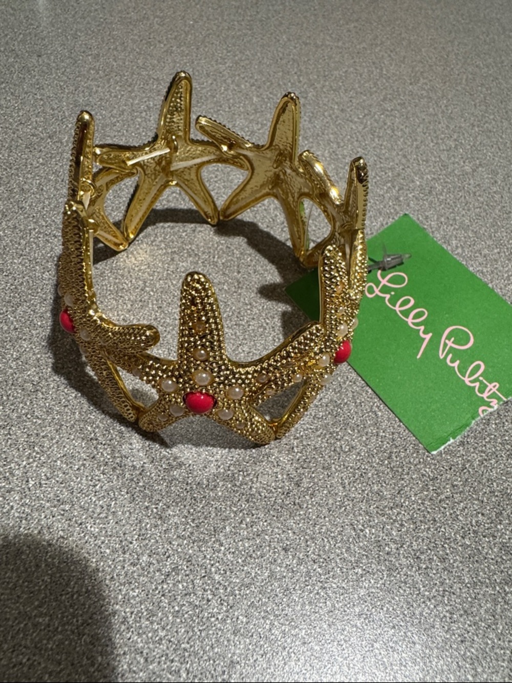 Lilly Pulitzer Gold Starfish Bracelet with Coral Accents